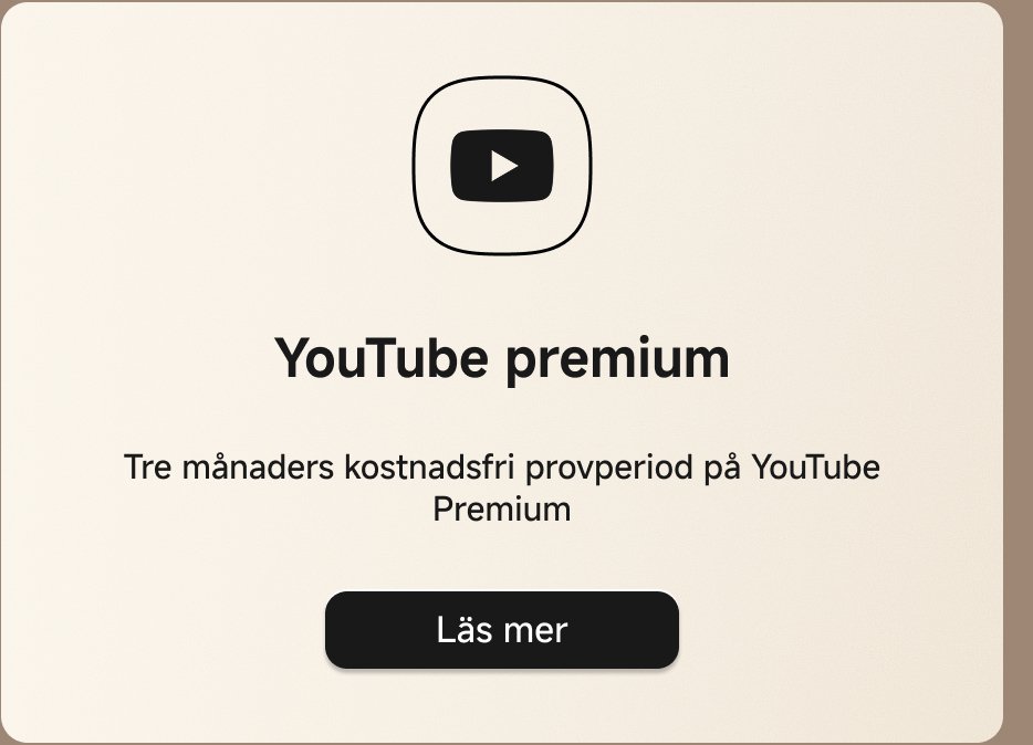 YouTube Premium erbjuder en gratis provperiod på tre månader, med knappen som säger