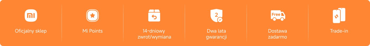 Oficjalny sklep, punkty Mi, 14 dni na zwrot lub wymianę, dwuletnia gwarancja, darmowa dostawa, wymiana na nowe.