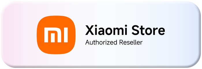 Логотип Xiaomi Store са текстом "Ovlašćeni prodavac." Логотип садржи наранџасти квадрат са стилизованим симболом "mi". Позадина је градијент који прелази из светло розе у белу.
