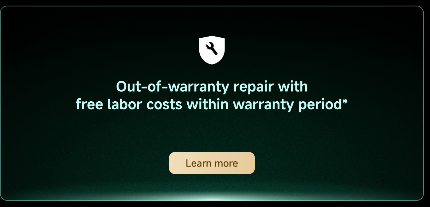 Out-of-warranty repair with free labor costs within warranty period. Learn more.