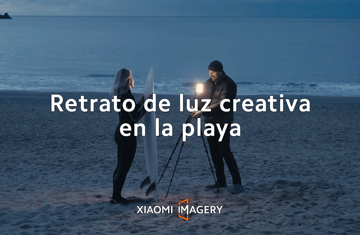 Retrato de luz creativa en la playa