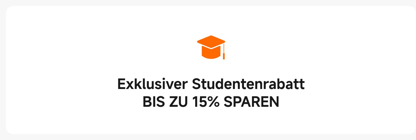 Exklusiver Studentenrabatt bis zu 15% sparen.
