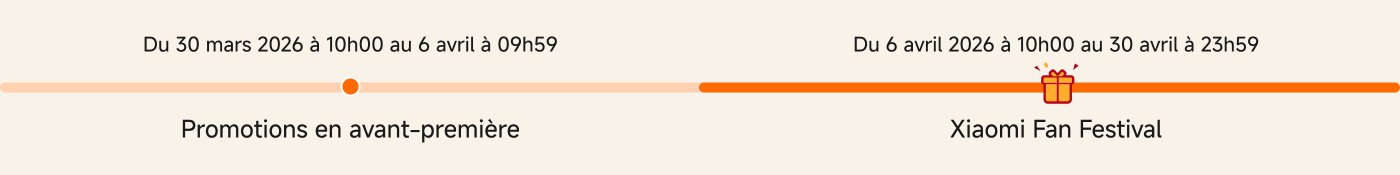 Plus vous dépensez, plus vous économisez :
100€-5€ | 200€-10€ | 300€-15€ | 400€-20€ | 500€-25€ | 600€-30€...
Offre valable uniquement le week-end (samedi et dimanche) : profitez de 5€ de réduction par tranche de 100€ d'achat.
Cumulable avec vos coupons de réduction pour maximiser vos économies.
Offre valable sur une sélection de produits.
Disponible uniquement sur le Mi Store.