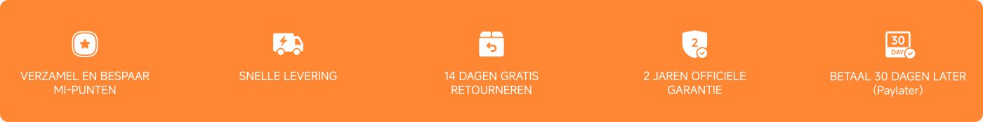 Verzamel en bespaar MI-punten, snelle levering, 14 dagen gratis retourneren, 2 jaar officiële garantie, betaal 30 dagen later (Paylater). Dit benadrukt voordelen zoals beloningspunten, snelle levering, gratis retouren, een garantie van twee jaar en een uitgestelde betalingsoptie.