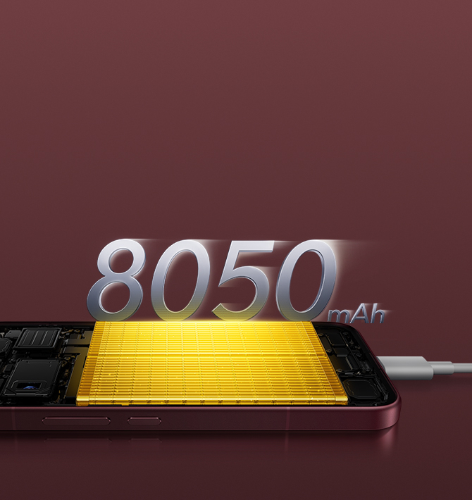 Baterie masivă de 8050 mAh (tip.)