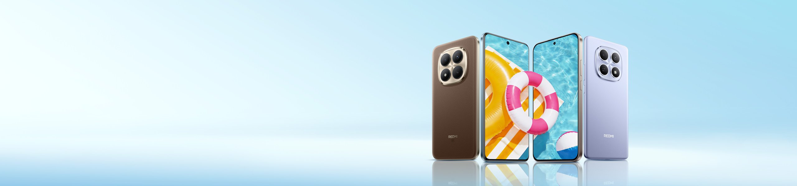 REDMI Note 15 serija, reklamira se kao "najizdržljiviji REDMI Note", a navedeno je i vreme trajanja akcije: od 19. januara 2026. u 10:00 do 15. februara 2025. u 23:59:59. Prikazane su tri verzije telefona, a pozadina ima efekat talasa, naglašavajući dizajn telefona.