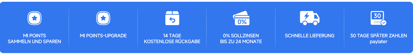 MI Punkte sammeln und sparen, MI Punkte-Upgrade, 14 Tage kostenlose Rückgabe, 0% Sollzinsen bis zu 24 Monate, schnelle Lieferung, 30 Tage später zahlen.