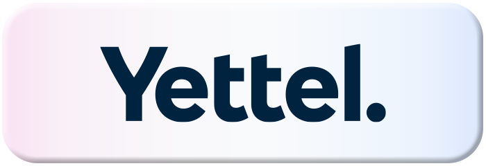 Yettel logo prikazan na gradijentnoj pozadini.