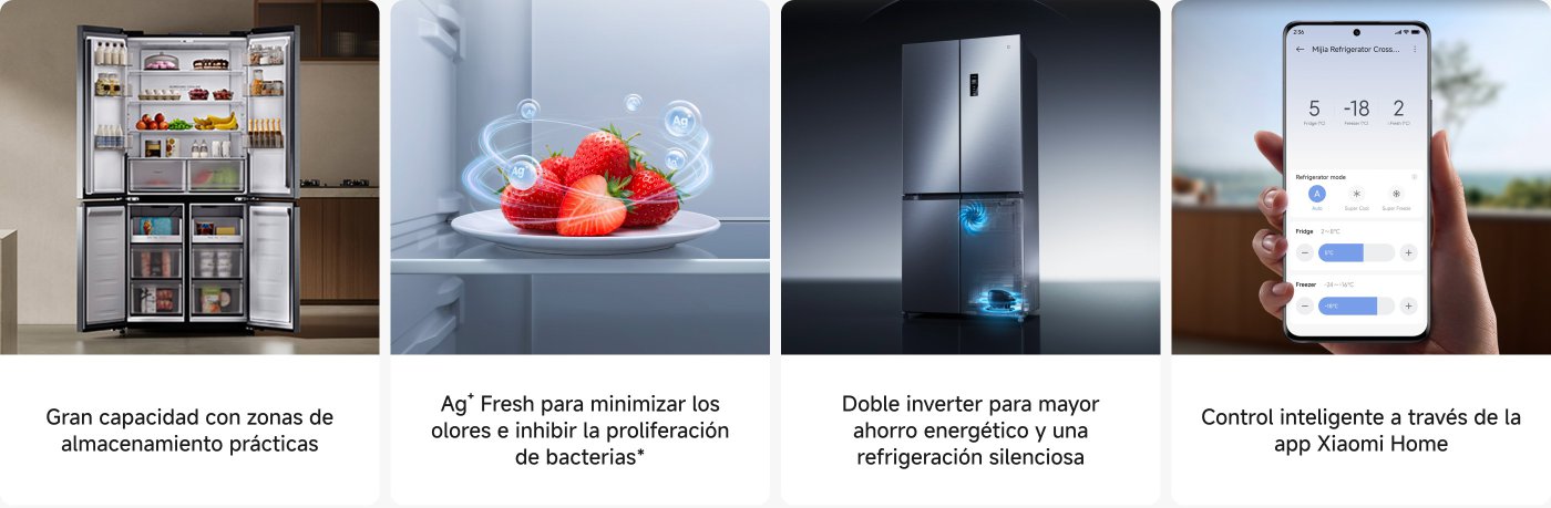 Una imagen que presenta un dispositivo de limpieza robótico. Muestra sus características: brazos robóticos duales para limpiar bordes, una estación base que realiza lavado y secado automático de la mopa, cepillos con protección dual contra enredos, y una potente succión de 15,000 Pa.