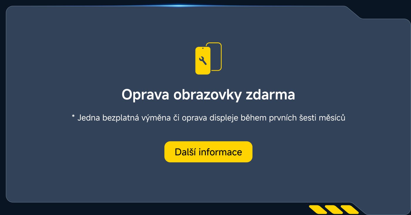 Oprava obrazovky zdarma: Jedna bezplatná výměna či oprava displeje během prvních šesti měsíců. Další informace.