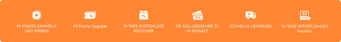Doppelte MI Punkte, 14 Tage kostenlose Rückgabe, 0% Sollzinsen bis zu 12 Monate, 2 Jahre offizielle Garantie, 30 Tage später zahlen, Trade-in.