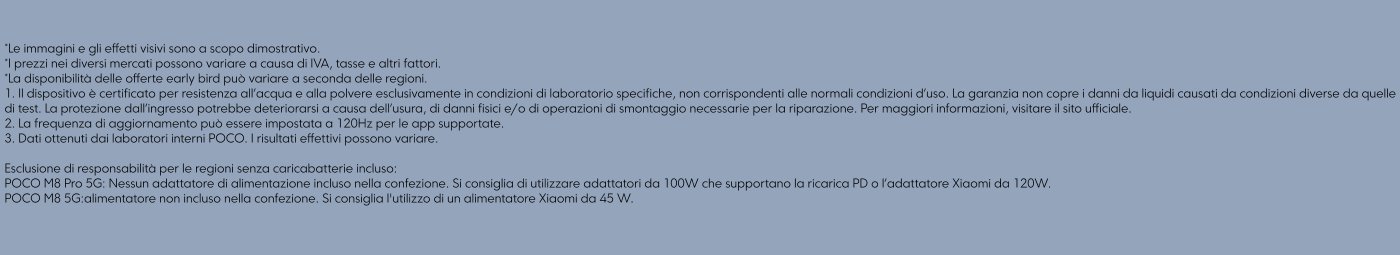 The text provides information regarding the specifications of a device, including the conditions of use and responsibilities. It is emphasized that the images are for demonstration purposes only and that prices may vary. Details about water resistance, refresh rate, and the absence of power adapters included in the package are also specified.