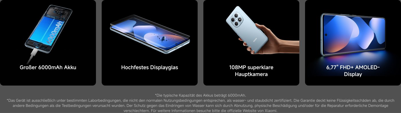 Großer 6000mAh Akku, hochfestes Displayglas, 108MP superklare Hauptkamera, 6,77" FHD+ AMOLED-Display. Weitere Informationen auf der offiziellen Website von Xiaomi.