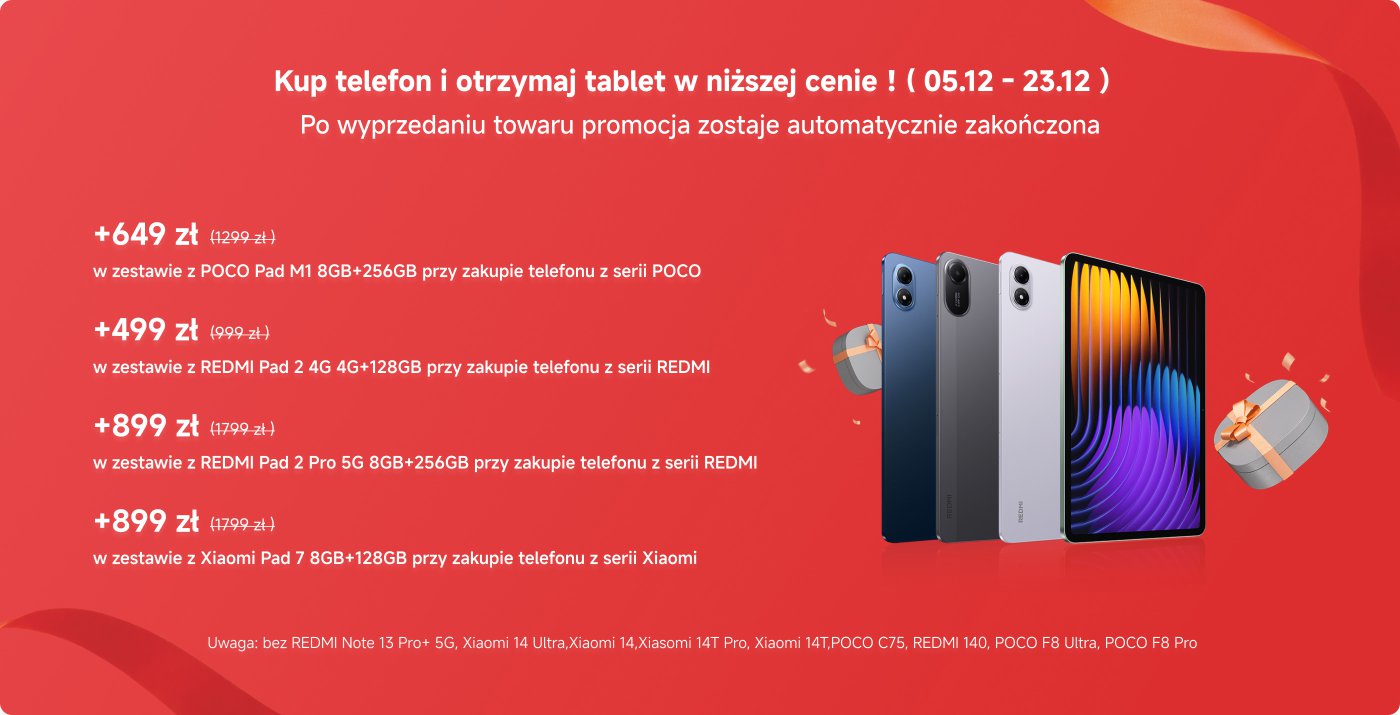 Kup telefon i otrzymaj tablet w niższej cenie! Oferta trwa od 05.12 do 23.12. Po wyprzedaniu towaru promocja zostaje automatycznie zakończona. Ceny zaczynają się od 499 zł za zestawy z różnymi modelami tabletów.