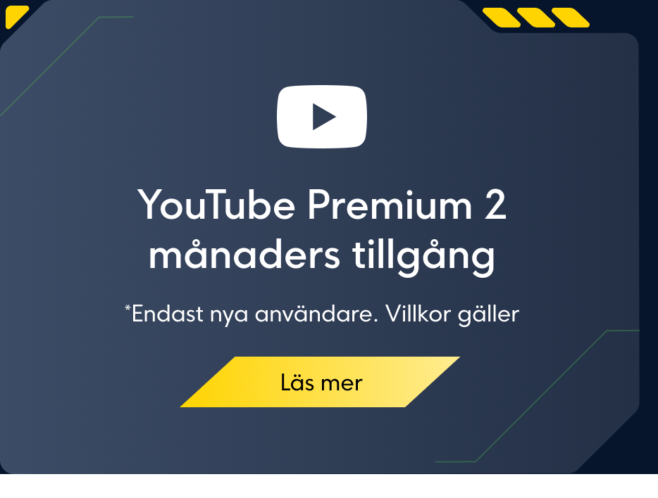 YouTube Premium 2 månaders åtkomst. *Endast nya användare. Villkor gäller. Läs mer.