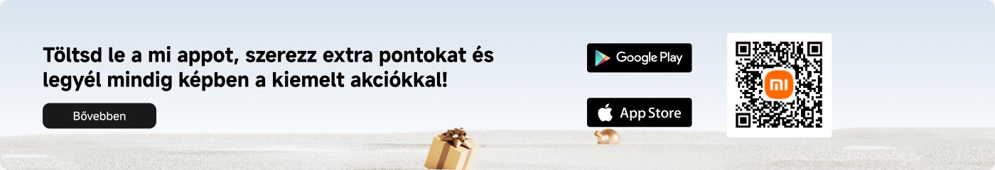 Egy promóciós banner, amely arra ösztönzi a felhasználókat, hogy töltsenek le egy alkalmazást, hogy extra pontokat szerezzenek és naprakészen követhessék a különleges ajánlatokat. A banner tartalmazza a Google Play és az App Store gombjait, valamint egy QR-kódot a könnyű hozzáférés érdekében. A háttér világos, homokszínű.