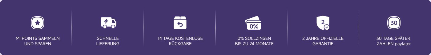 MI Punkte sammeln und sparen, schnelle Lieferung, 14 Tage kostenlose Rückgabe, 0% Sollzinsen bis zu 24 Monate, 2 Jahre offizielle Garantie, 30 Tage später zahlen paylater.