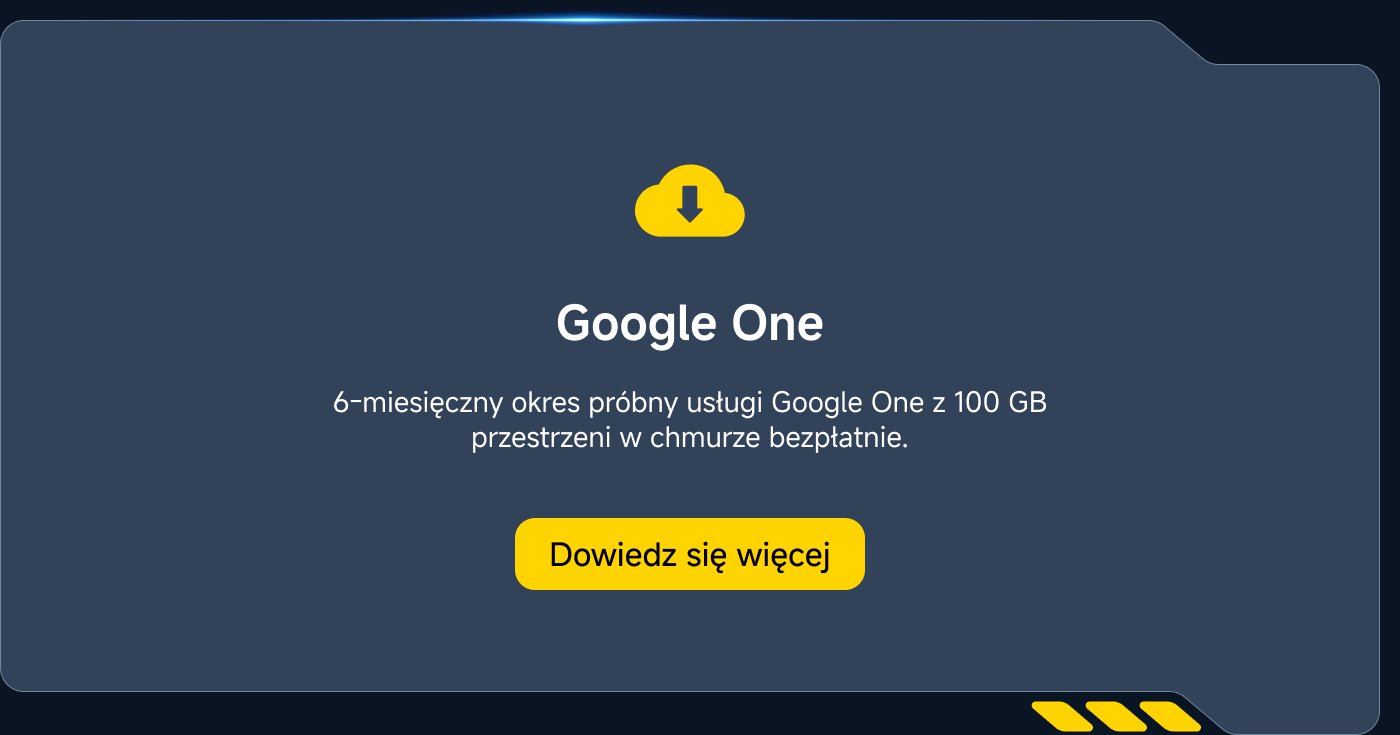 Google One oferuje 6-miesięczny bezpłatny okres próbny, korzystając z 100 GB przestrzeni w chmurze.