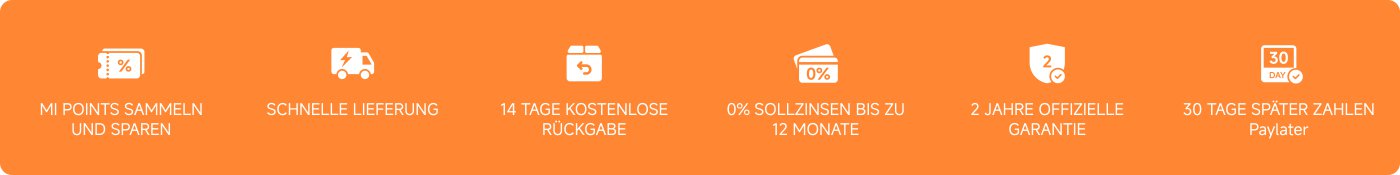 Doppelte MI Punkte, 14 Tage kostenlose Rückgabe, 0% Sollzinsen bis zu 12 Monate, 2 Jahre offizielle Garantie, 30 Tage später zahlen, Trade-in.