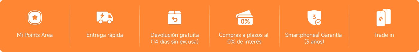 Los servicios ofrecidos incluyen: área de Mi Points, entrega rápida, devolución gratuita sin condiciones en 14 días, pago a plazos sin intereses y garantía de teléfono (3 años), así como el servicio de cambio por uno nuevo.
