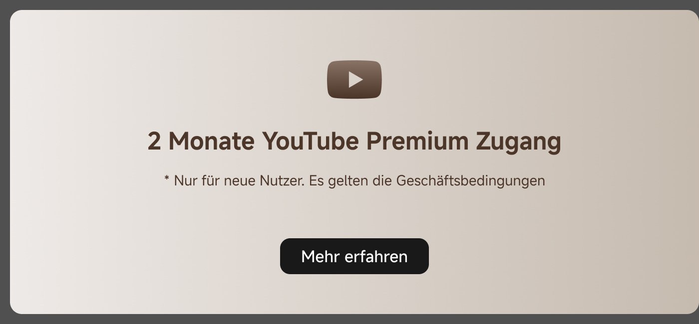 2 Monate YouTube Premium Zugang. Nur für neue Nutzer. Es gelten die Geschäftsbedingungen. Mehr erfahren.