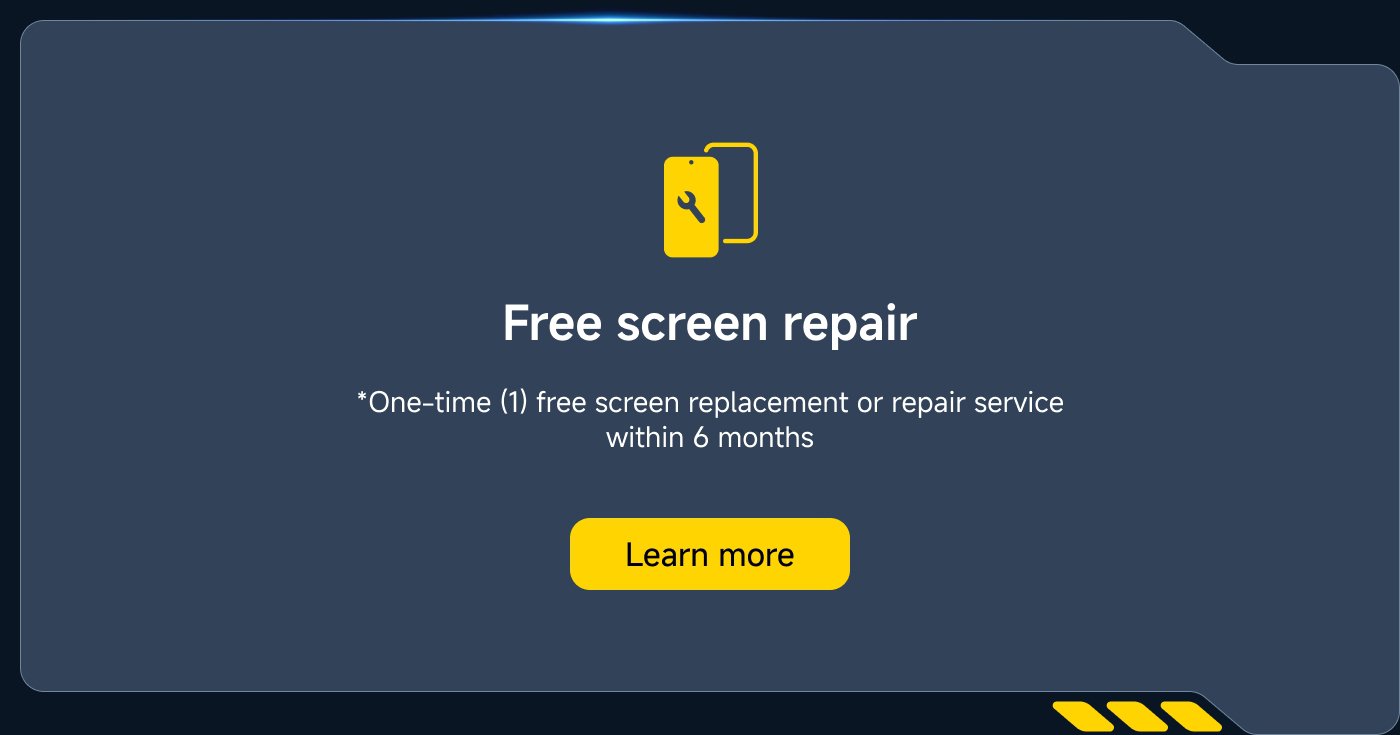 Free screen repair offer: One-time (1) free screen replacement or repair service within 6 months. Learn more.