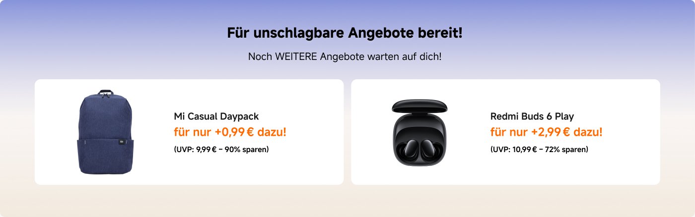 MI Punkte sammeln und sparen; 14 Tage kostenlose Rückgabe; 0% Sollzinsen bis zu 12 Monate; 2 Jahre offizielle Garantie; 30 Tage später bezahlen.