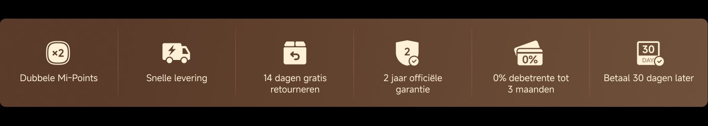 Er zijn verschillende winkelvoordelen beschikbaar, waaronder: dubbele Mi-punten, snelle levering, 14 dagen gratis retourneren, 2 jaar officiële garantie, 0% rente op afbetaling tot 3 maanden, en betaling na 30 dagen.
