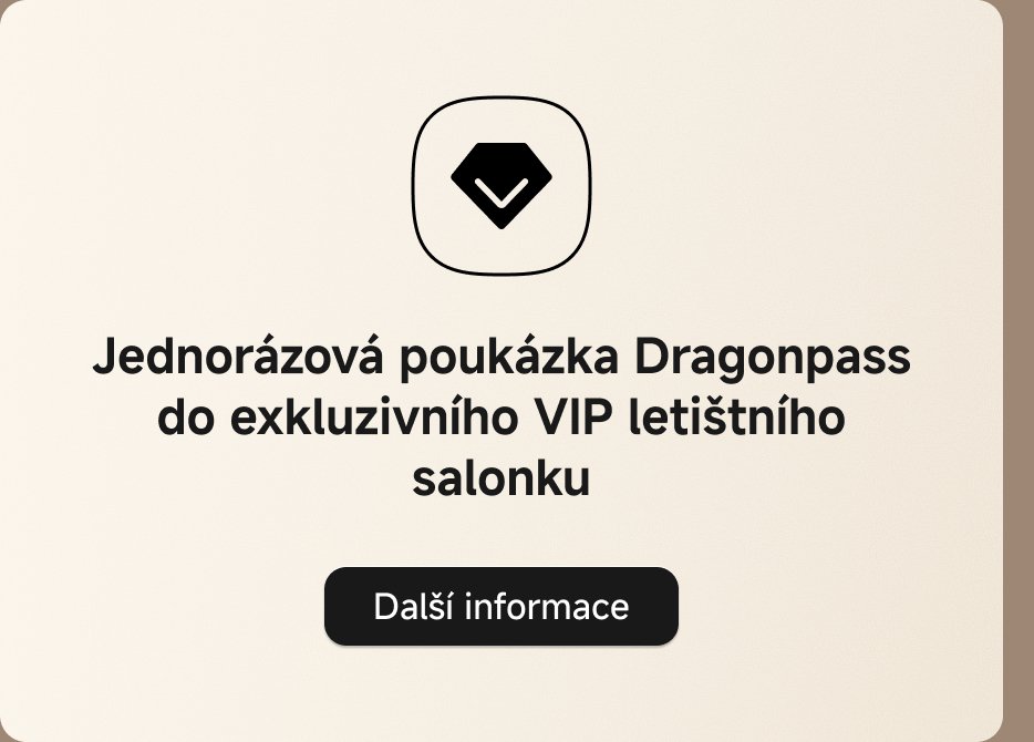 Jednorázová poukázka Dragonpass do exkluzivního VIP letištního salonku. Další informace.