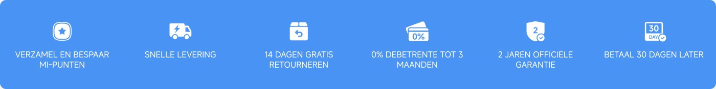 Verzamel en bespaar MI-punten, snelle levering, 14 dagen gratis retourneren, 2 jaar officiële garantie, 3 maanden 0% rente, betalen na 30 dagen.