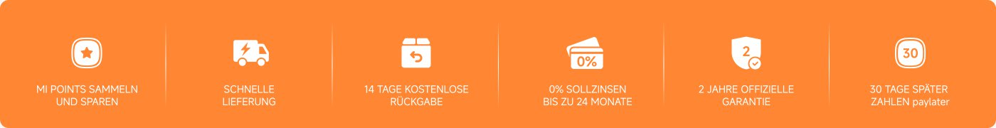 MI Punkte sammeln und sparen, schnelle Lieferung, 14 Tage kostenlose Rückgabe, 0% Sollzinsen bis zu 24 Monate, 2 Jahre offizielle Garantie, 30 Tage später zahlen.