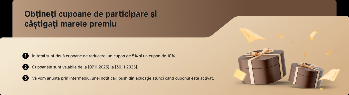 Obțineți un voucher de participare și câștigați un premiu mare

1. Voucherul are o valoare de xxx £ și poate fi folosit pentru [categorie specificată].
2. Voucherul este valabil de la [data de început] până la [data de sfârșit].
3. Când voucherul este activat, vă vom informa prin notificările push ale aplicației.