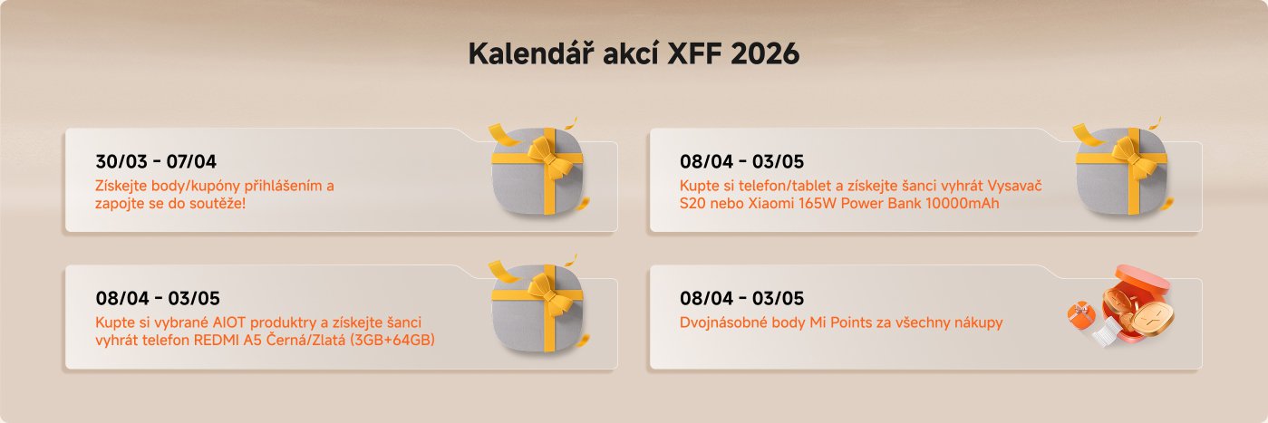 Purchase selected products and you will be entered into a draw! The promotion runs from April 8 at 00:00 to May 3 at 23:59.

1. By purchasing a phone/tablet or the Xiaomi Robot Vacuum S20 or the Xiaomi 165W Power Bank, you will be entered into the draw. Winners will be selected based on the chronological order of purchase.
2. By purchasing a vacuum cleaner, fryer, television or electrical appliance and the REDMI A5 phone, you will also be entered into the draw.
3. Winners will be contacted no later than May 22, 2026. Details can be found in the campaign terms.