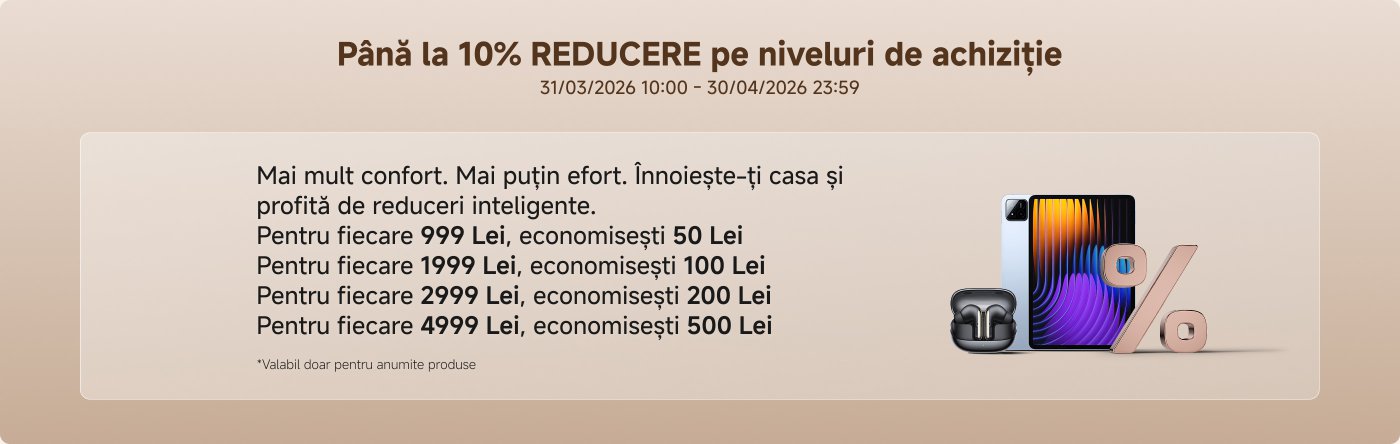 Calendarul activităților pentru XFF 2026:

- **23/03 - 30/03, 19:00-21:00**: Vânzare rapidă – până la 50% reducere (cantitate și ofertă limitate).
- **23/03 - 30/03**: Înscrie-te pentru a primi cupoane de până la 50% reducere și 10.000 de puncte Mi.
- **31/03 - 30/04**: Economisește mai mult. Bonus de schimb de până la 1.200 lei.
- **31/03 - 30/04**: Reducere suplimentară de 5% la punctele Mi.
- **31/03 - 30/04**: Reducere de până la 10% în funcție de nivelurile de achiziție.
- **31/03 - 30/04**: +9.9 lei pentru a primi Xiaomi Band 9/REDMI Watch 5 Active.