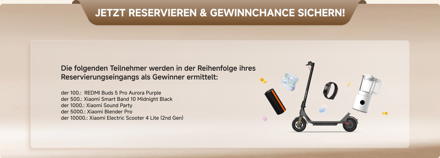 Bestellen Sie vom 01.04. bis zum 30.04. ab 500 € und erhalten Sie ein Geschenk im Wert von bis zu 34,99 € kostenlos dazu. Produkte: REDMI Buds 8 Lite (22,99 €), Xiaomi LCD Writing Tablet 13,5" (24,99 €), Mi Ionic Haartrockner H300 (34,99 €).