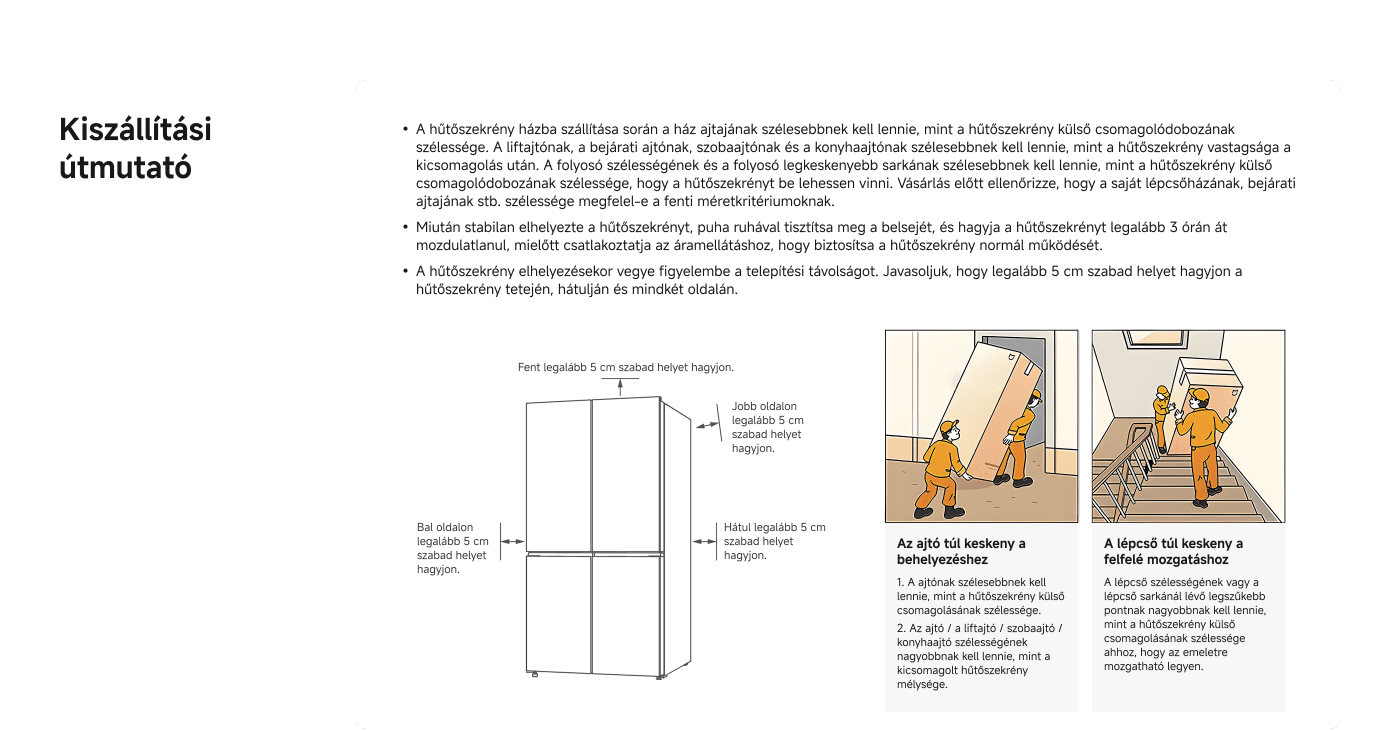 A dokumentum tartalmazza a telepítési utasításokat magyar nyelven, amelyek részletezik az eszköz csatlakoztatásának és használatának lépéseit. Tartalmazza a különböző csatlakozási pontokat illusztráló diagramokat, mint például az elektromos és vízcsatlakozásokat, valamint konkrét útmutatást a megfelelő illesztések biztosításáról és a szivárgások megelőzéséről. Továbbá kiemeli a biztonsági intézkedéseket és a hibaelhárítási tippeket a telepítéshez.