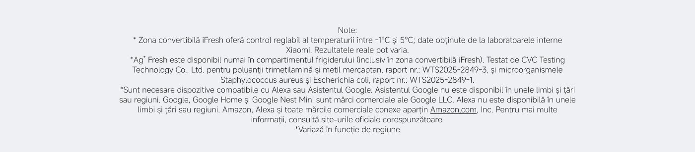 -1 °C - 5 °C iFresh convertibil pentru prospețime personalizată, cu control precis al temperaturii. Frigiderul Mijia Cross Door 502L are zone de depozitare mari și funcții de Auto, Super Cool și Super Freeze. Tehnologia Ag+ Fresh reduce mirosurile și bacteriile, menținând igiena alimentelor. Control inteligent prin aplicația Xiaomi Home pentru setări ușoare. Inverter dublu pentru economie de energie și funcționare silențioasă.