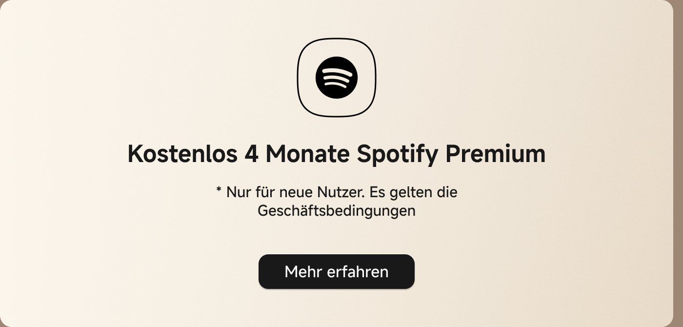 Kostenlos 4 Monate Spotify Premium * Nur für neue Nutzer. Es gelten die Geschäftsbedingungen. Mehr erfahren.