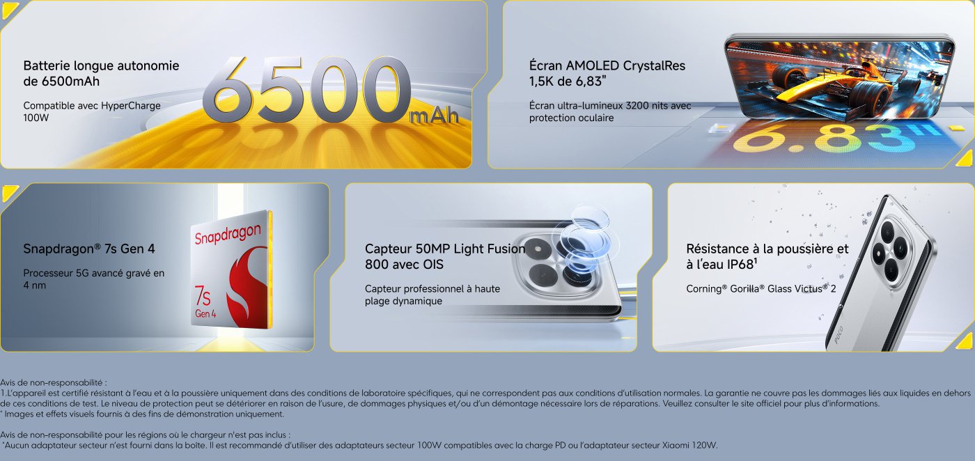 Nouvelle génération Snapdragon® 8 Elite Gen 5 avec chipset VisionBoost D8, batterie de 6500 mAh, et HyperCharge 100W filaire et 50W sans fil. Appareil photo 50MP Light Fusion 950 avec OIS, son par Bose. Résistant à l’eau et à la poussière, garantie limitée.