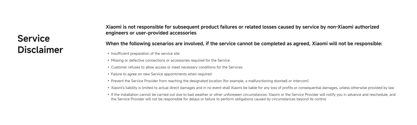Standard Installation Service Process:

1. **Purchasing the products**
2. **An appointment for the delivery and installation service shall be made with you**
3. **Delivery and installation service will be carried out on the same day**
4. **Checked and accepted the installation**
5. **Delivery and installation service completed**