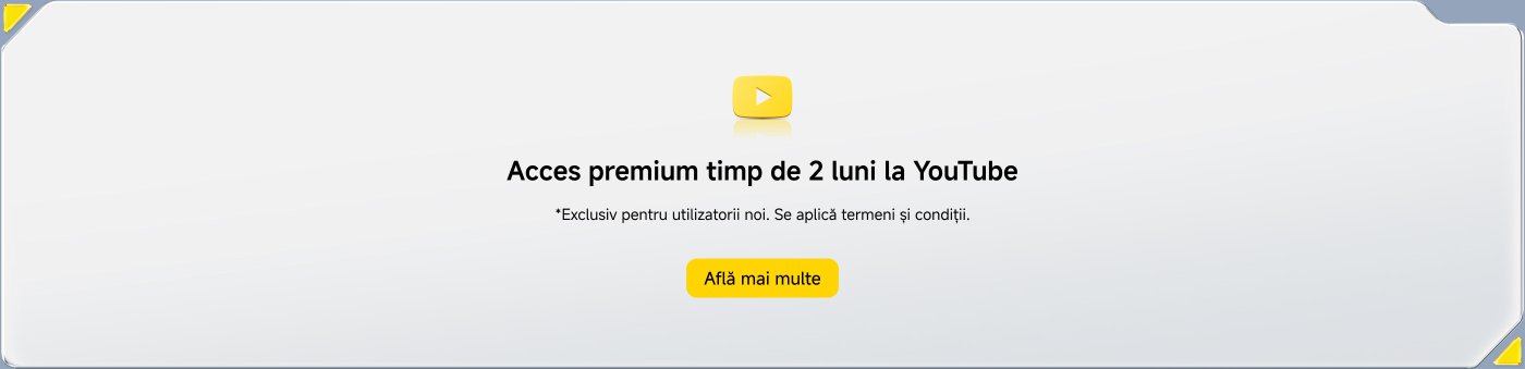 Acces premium timp de 2 luni la YouTube. *Exclusiv pentru utilizatorii noi. Se aplică termeni și condiții. Află mai multe.