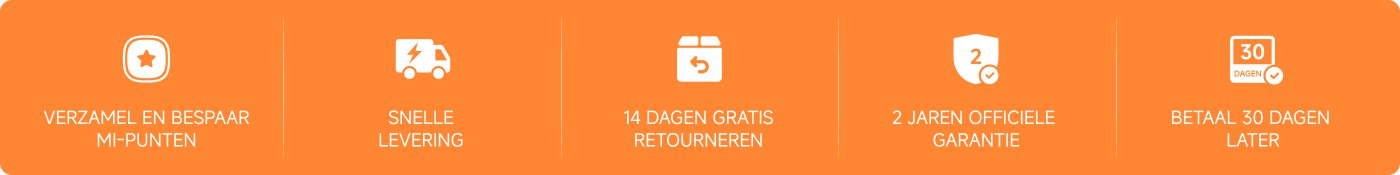 Verzamel en bespaar MI-punten, snelle levering, 14 dagen gratis retourneren, 2 jaar officiële garantie, betaling na 30 dagen.