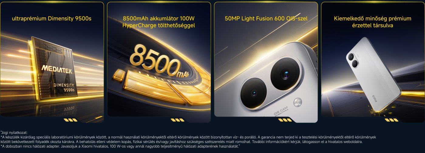 A kép tartalmazza egy telefon jellemzőit, beleértve:

- 6580 mAh nagy akkumulátor
- Új 200 MP ultra HD kamera
- IP66/IP68 por- és vízállósági besorolás
- Corning® Gorilla® Glass Victus® 2

Továbbá vannak kiegészítő megjegyzések, amelyek hangsúlyozzák az akkumulátor kapacitását, az adaptert és a garanciális feltételeket.