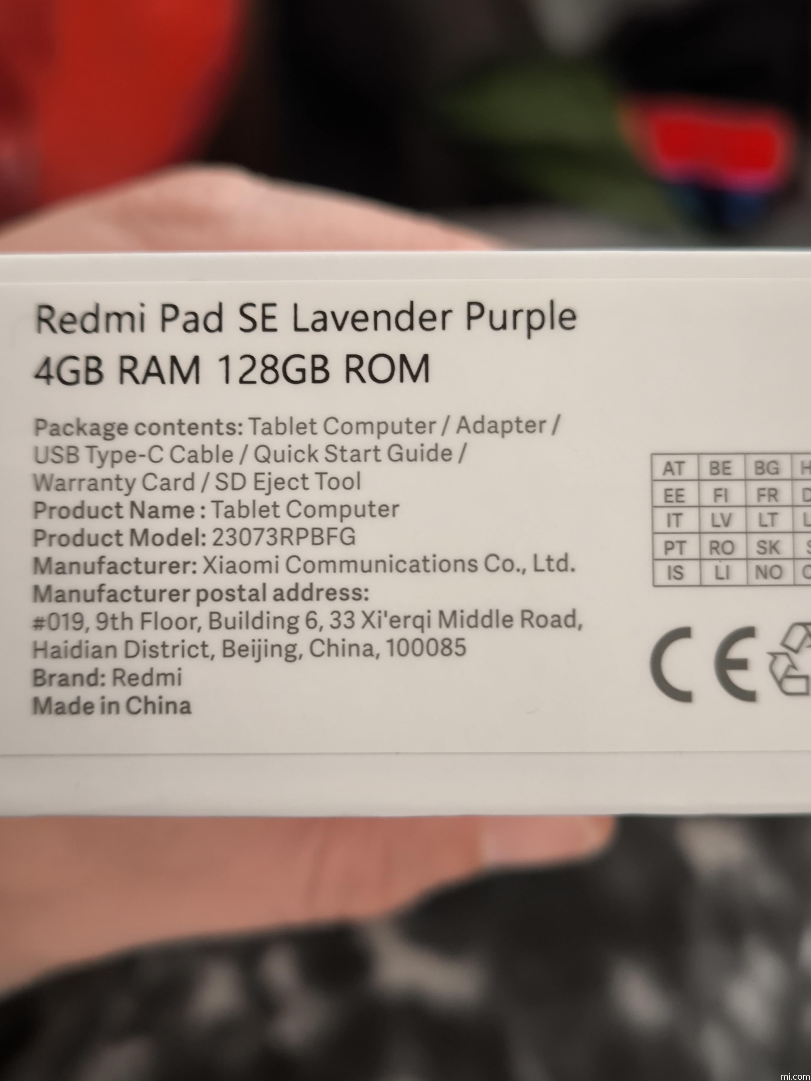 Xiaomi Redmi Pad SE Lavender Purple 128GB 6GB RAM WiFi Smart