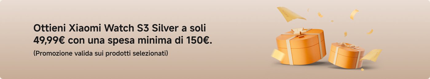 Puoi ottenere il Xiaomi Watch S3 Silver per soli 49,99€, con una spesa minima di 150€. Questa promozione è valida su prodotti selezionati.