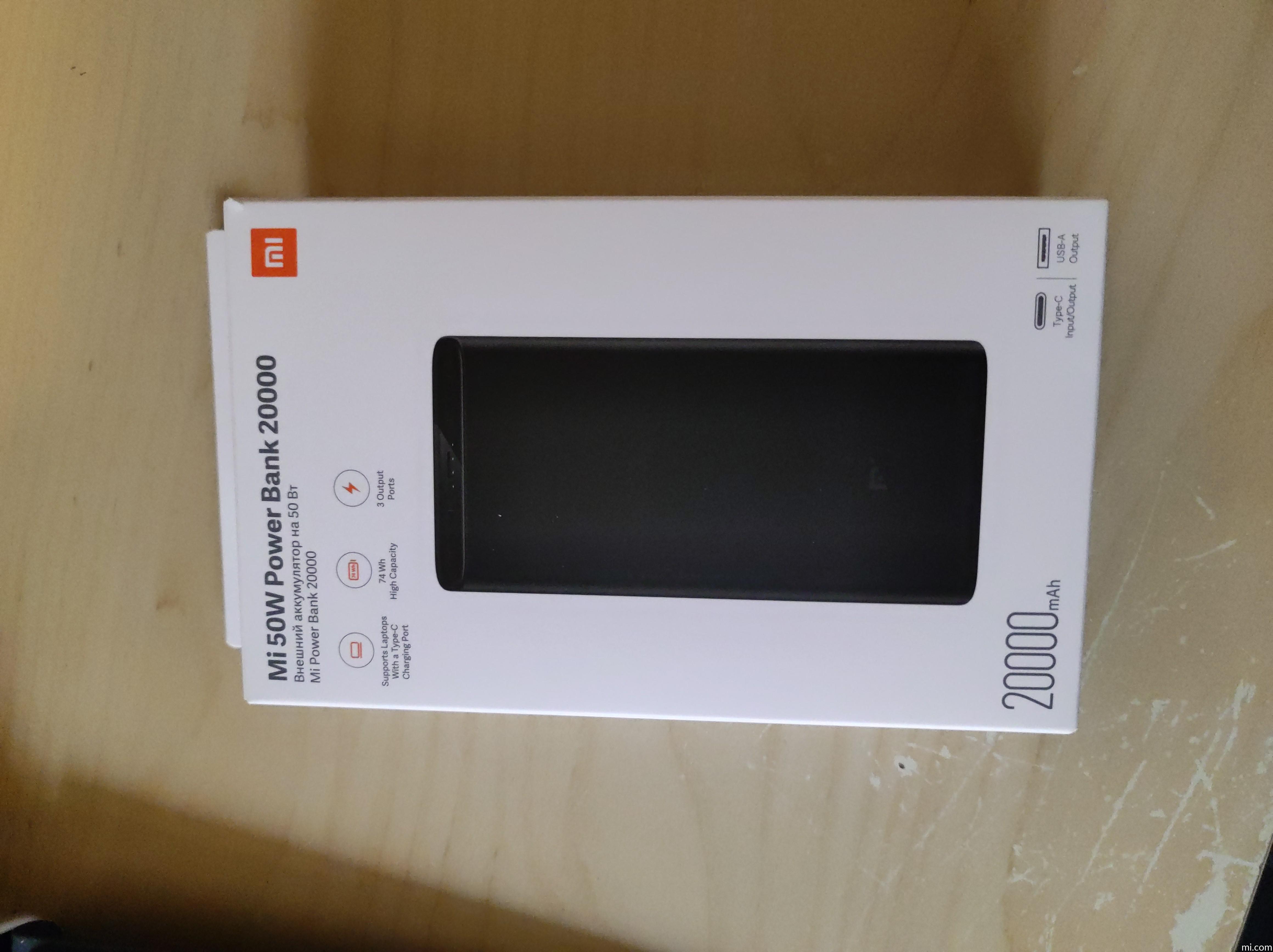 Batería externa Xiaomi, 20,000 Mah, 50w, negro