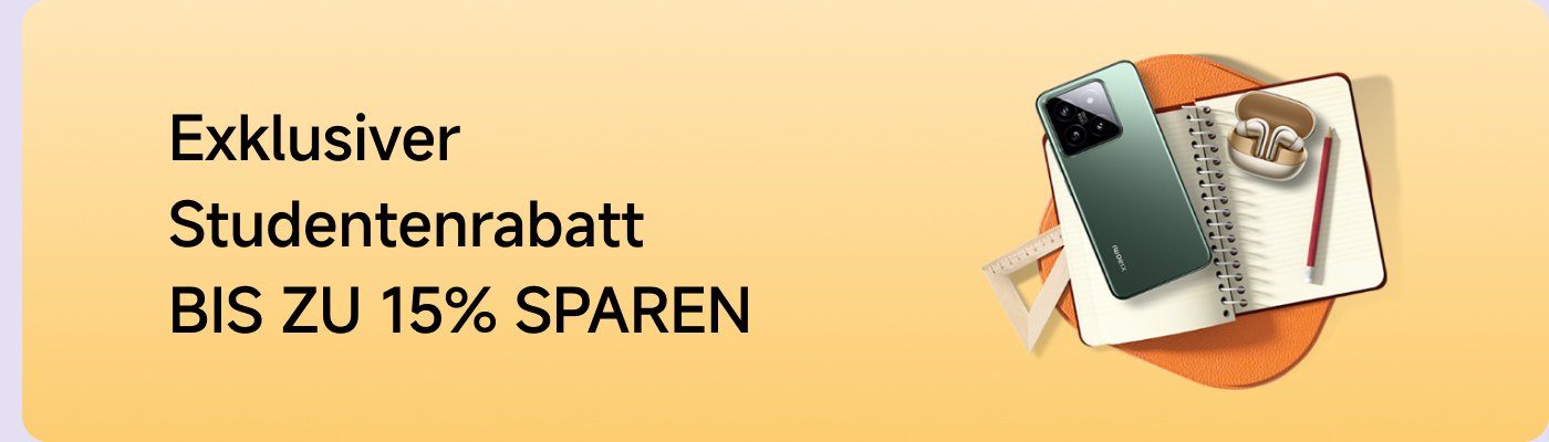 Neben zwei Xiaomi-Handys (in Weiß und Schwarz) steht eine orangefarbene Geschenkbox, und der Text auf der linken Seite lautet: „Exklusive Coupons für neue Nutzer“.