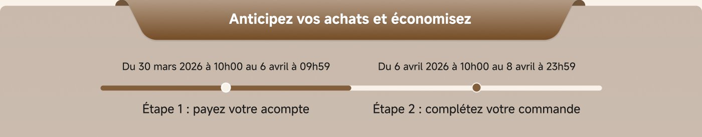 Plus vous dépensez, plus vous économisez :

100€-5€ | 200€-10€ | 300€-15€ | 400€-20€ | 500€-25€ | 600€-30€...

Offre valable uniquement le week-end (samedi et dimanche) : profitez de 5€ de réduction par tranche de 100€ d'achat.

Cumulable avec vos coupons de réduction pour maximiser vos économies.

Offre valable sur une sélection de produits.

Disponible uniquement sur le Mi Store.