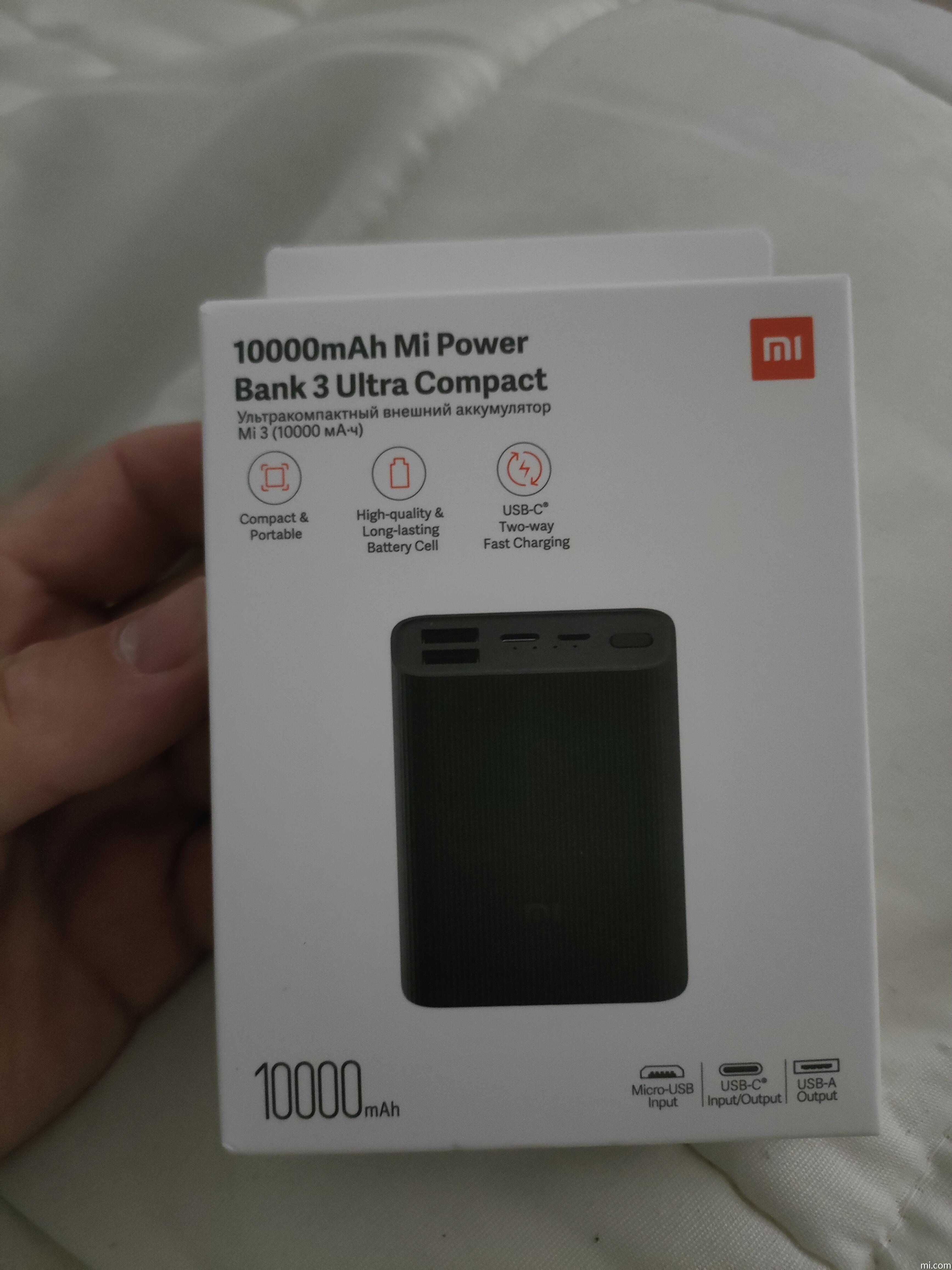 Batería Externa Xiaomi Mi de 10.000mAh, Carga Rápida, 18 Watts, Negro