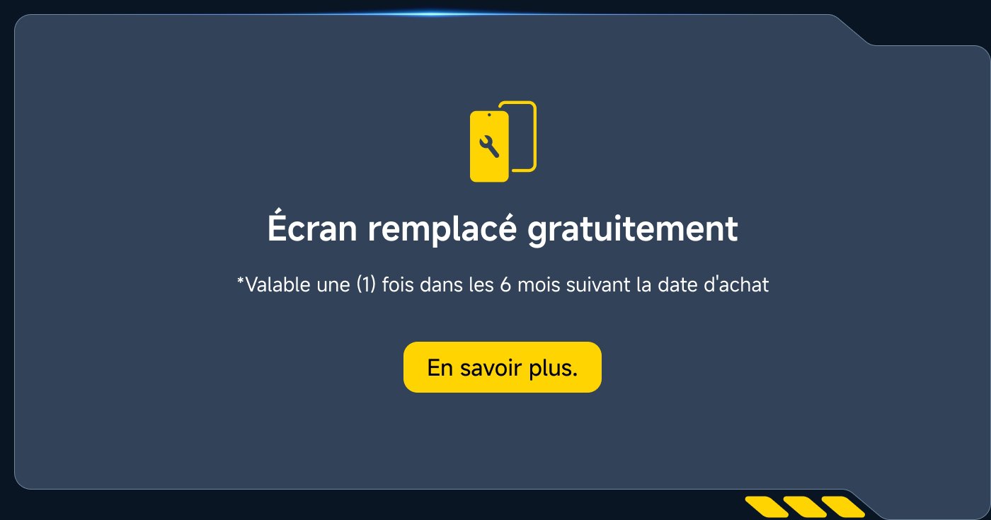 Écran remplacé gratuitement. *Valable une (1) fois dans les 6 mois suivant la date d'achat. En savoir plus.